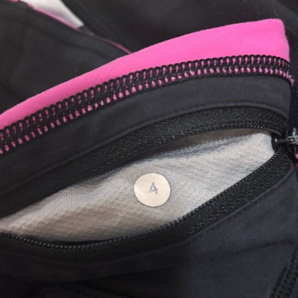 Lululemon Original Speed Ruffle Sides Pockets Black Leggings Womens Size 4 - Picture 5 of 6